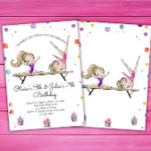 共同姉妹 ブロンド 双子 体操 誕生日 招待状