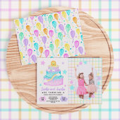 共同姉妹 レインボー 誕生日パーティーの写真 招待状