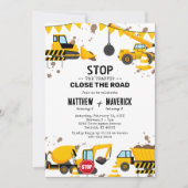 共同子供建設テーマ誕生日パーティー 招待状 (正面)