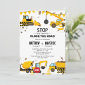 共同子供建設テーマ誕生日パーティー 招待状 (スタンド正面)