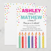 共同対の誕生日のパーティの招待状は二重を結び付けます 招待状 (正面/裏面)