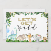 共同恐竜とサファリ動物誕生日 招待状 (裏面)