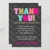 共同誕生日のサンキューカードの双生児のピンクの金ゴールドのミント サンキューカード (正面/裏面)