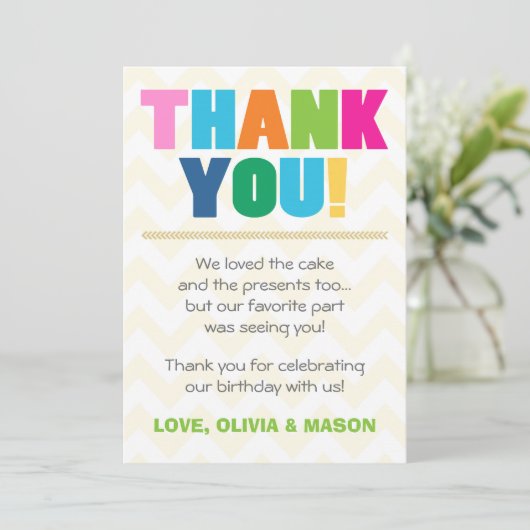 共同誕生日のサンキューカードの双生児の虹色 サンキューカード (スタンド正面)