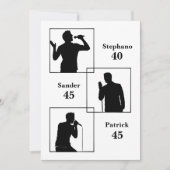 共同誕生日トリプル楽しいミニマリストホワイト 招待状 (正面)