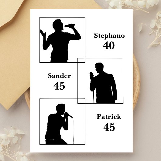 共同誕生日トリプル楽しいミニマリストホワイト 招待状