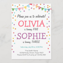 共同誕生日パーティーの招待紙吹雪