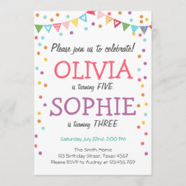 共同誕生日パーティーの招待紙吹雪 招待状