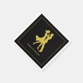 共同誕生日パーティーアダルトゴールデンダンスカップル スタンダードカクテルナプキン (角)