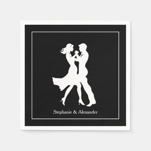 共同誕生日パーティーアダルトゴールデンダンスカップル スタンダードカクテルナプキン (正面)