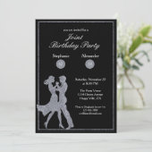 共同誕生日パーティーアダルトシルバーダンスカップル 招待状 (スタンド正面)