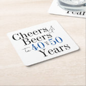 共同誕生日パーティー応援とビアーズブルー スクエアペーパーコースター (アングル)