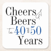 共同誕生日パーティー応援とビアーズブルー スクエアペーパーコースター (正面)