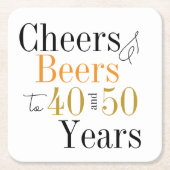 共同誕生日パーティー応援とビールミニマル スクエアペーパーコースター (正面)