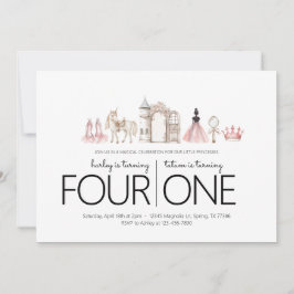 共同誕生日パーティー – プリンセステーマ招待状 招待状