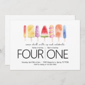 共同誕生日パーティー – ポプシクルパーティーテーマ 招待状 (正面/裏面)