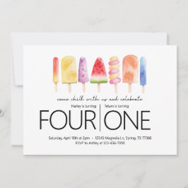 共同誕生日パーティー – ポプシクルパーティーテーマ 招待状