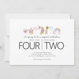共同誕生日パーティー – Unicornテーマ 招待状