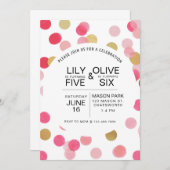 共同誕生日、紙吹雪誕生誕生日、  招待状 (正面/裏面)