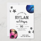 共同野球サッカー誕生日招待状 招待状 (正面)