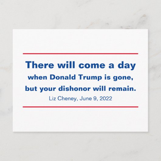 共和党あなたの不名誉はチェイニー引用文 ポストカード (正面)