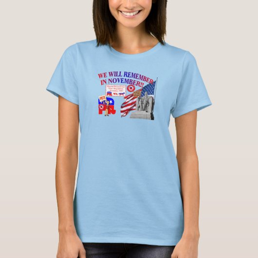 共和党が11月に覚えているアンチオバマケア Tシャツ (正面)