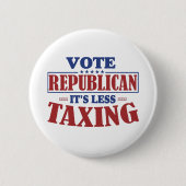 共和党に投票すれば課税が少ない 缶バッジ (正面)