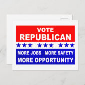 共和党に投票 より多くの雇用、安全、機会を ポストカード (正面/裏面)