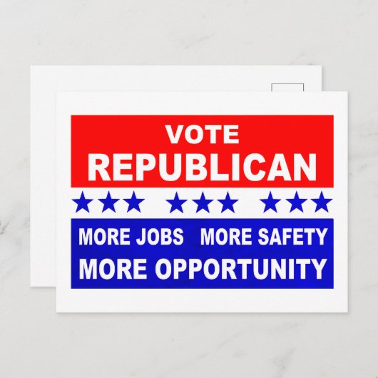 共和党に投票 より多くの雇用、安全、機会を ポストカード (正面/裏面)