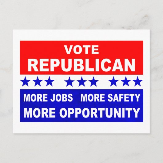 共和党に投票 より多くの雇用、安全、機会を ポストカード (正面)