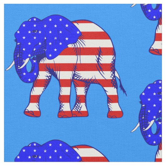 共和党のエレファントアメリカ国旗の愛国心 ファブリック (クローズアップ)