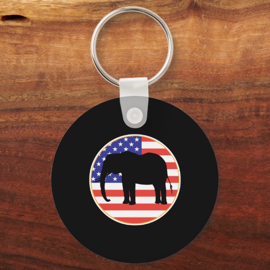 共和党のシンボルエレファントデザイン キーホルダー (正面)