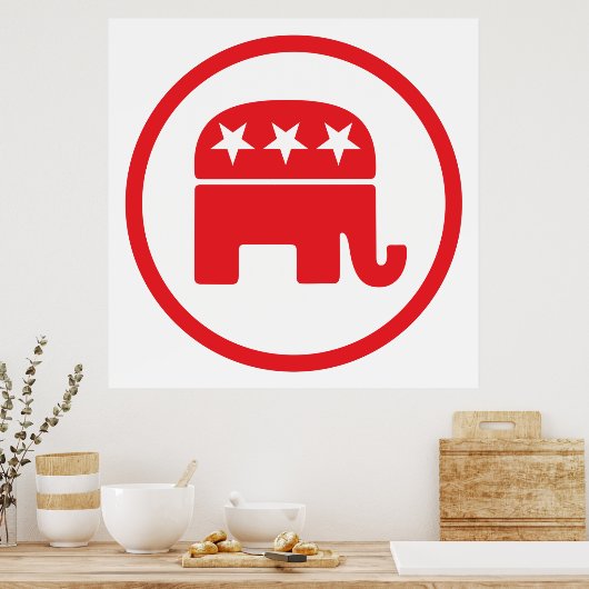 共和党のパーティー政治的シンボル（象） ポスター (キッチン)