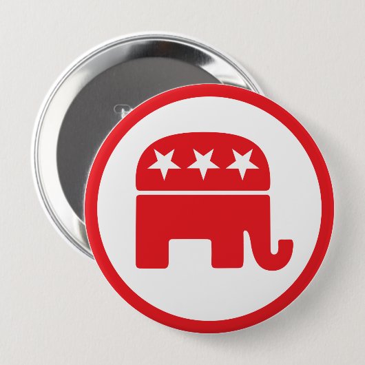 共和党のパーティー政治的シンボル(象) 缶バッジ (正面&裏面)
