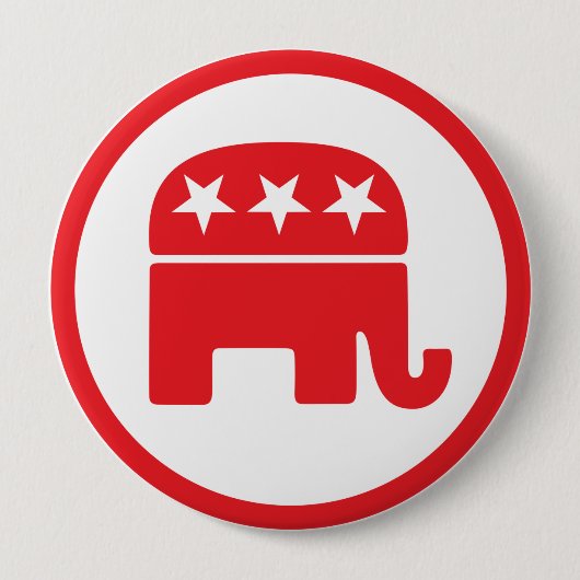 共和党のパーティー政治的シンボル(象) 缶バッジ (正面)