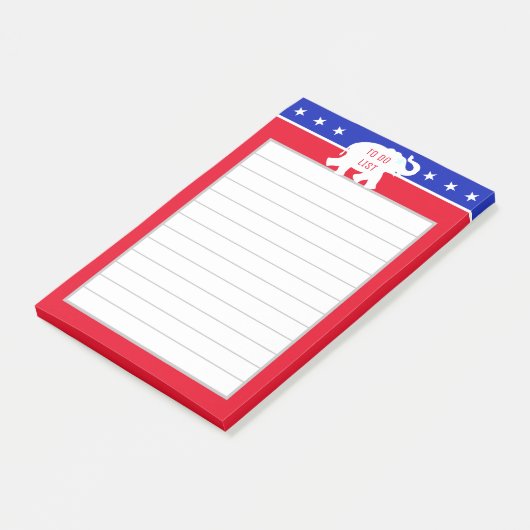 共和党のパーティー象がリストに並んだ ポストイット (アングル)