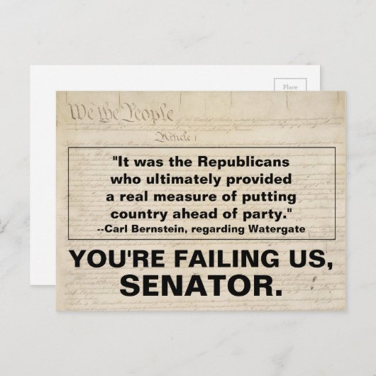 共和党の上院議員は国をパーティーに置かなければならない インビテーションポストカード (正面/裏面)