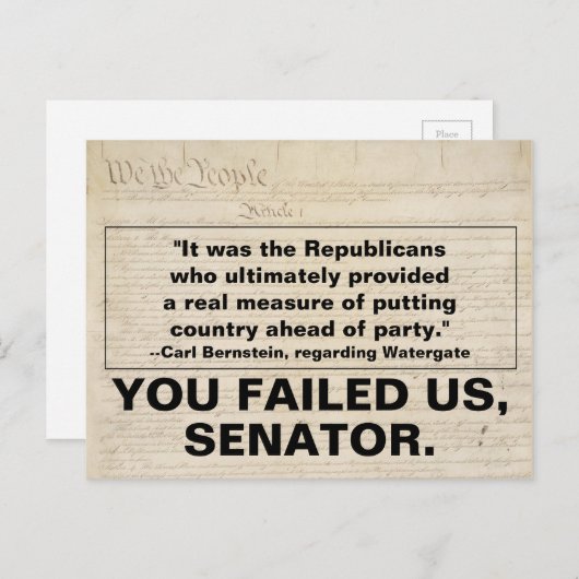 共和党の上院議員は国をパーティーに置かなければならない インビテーションポストカード (正面/裏面)
