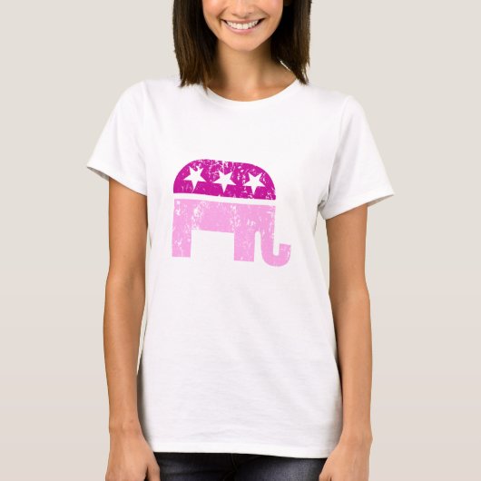 共和党の元の象の動揺してなピンク Tシャツ (正面)