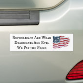 共和党の弱い – 民主党の悪バンパーステッカー バンパーステッカー (車上)