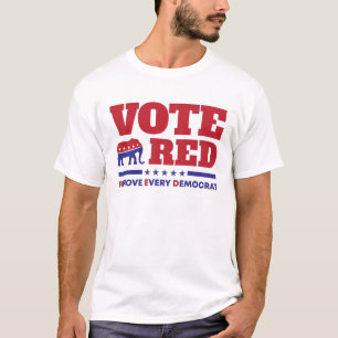 共和党の有権者投票が民主党全員を赤く取り除く Tシャツ