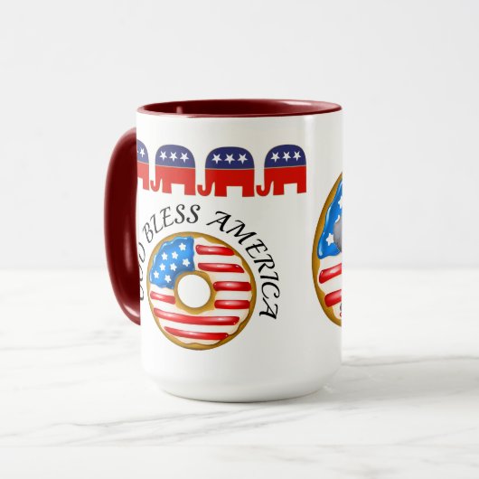 共和党の神がアメリカドーナツを祝福 マグカップ (正面左)