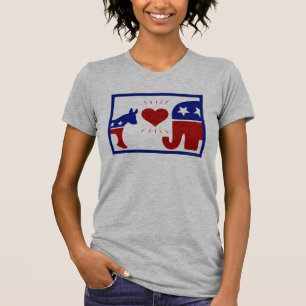 共和党の象と民主党のロバ Tシャツ