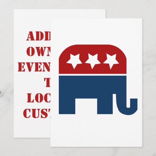 共和党の象のロゴ 招待状 (正面/裏面)