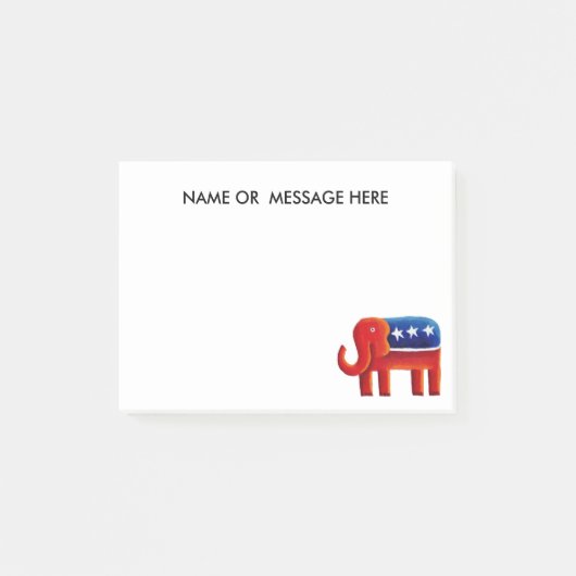共和党の象 カスタムネームまたはメッセージ ポストイット (正面)
