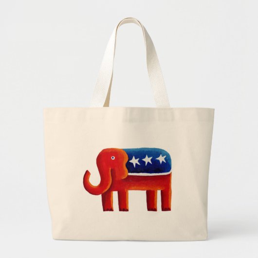 共和党の象 ラージトートバッグ (正面)