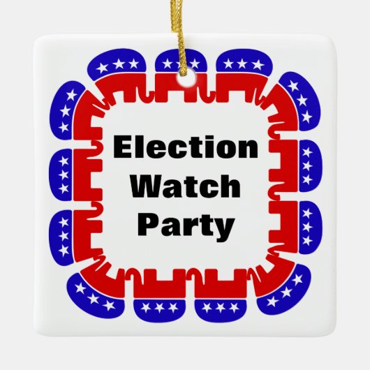 共和党の選挙監視パーティー セラミックオーナメント (正面)