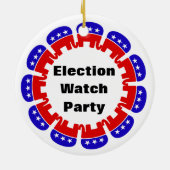 共和党の選挙監視パーティー セラミックオーナメント (裏面)
