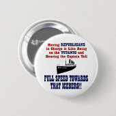 共和党パーティーおもしろいアンチトランプのタイタニックなメタファー 缶バッジ (正面&裏面)