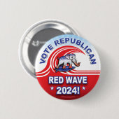 共和党レッドウェーブ2024津波サーフィンゾウ 缶バッジ (正面&裏面)